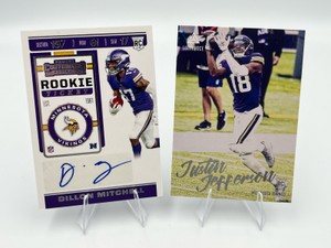 2020 Panini Luminance #217 Justin Jefferson RC  2019 Contenders Rookie Ticket Dillon Mitchell Autograph #257