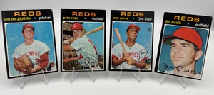 1971 Topps Baseball Card Lot REDS - #100 Pete Rose  #580 Tony Perez  #556 McGlothlin  #731 Qualls
