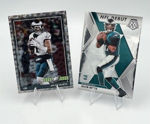 2020 Mosaic Jalen Hurts #265 RC Rookie & 2026 Topps Jalen Hurts Silver Crackle Foil #91TF-43