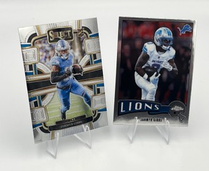 2023 Panini Concourse Jahmyr Gibbs #34 RC  2025 Topps #1975-12 Jahmyr Gibbs Detroit Lions