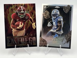 2023 Panini En Fuego #EF-JG Jahmyr Gibbs  2025 Topps Chrome Fortune 15 Jahmyr Gibbs Detroit Lions