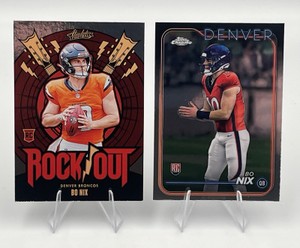 2024 Topps Chrome Bo Nix RC #206  2024 Panini Absolute Rock Out Bo Nix RC #RO-BNX