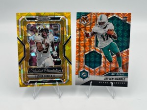2025 Panini Prizm Draft Picks GOLD ICE #11 Luther Burden III  2021 Panini Mosaic #248 Jaylen Waddle RC