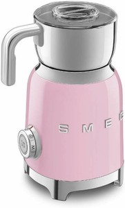$250 SMEG Retro 50s Style Milk Frother with 2 Disks 6 Preset Programs Hot or Cold Frothing and Induction Heating (Pink)