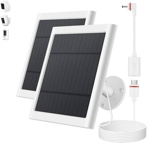 $37 Solar Panel for Ring Camera, 2 Pack 4W Solar Charger with 10FT Cable, USB-C to Barrel Plug Adapter, Compatible with Ring Stick Up Cam BatteryPro, Spotlight Cam BatteryPlusPro, Reolink Argus Pro
