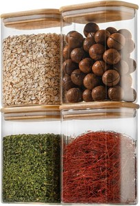 $34 D2scrma 37oz1.2Qt Rectangle Glass Storage Containers with Lids 4-Pack