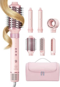 $90 6 in 1 Air Hair Styler, 1400W High-Speed Hair Dryer Brush Set, Ionic Blow Dryer for Fast Drying, Curling, Straightening & Volumizing, No Heat Damage for All Hair Types