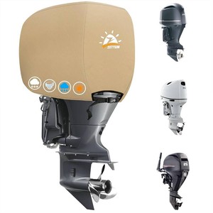 $21 Zettum Outboard Motor Cover, 600D Boat Motor Cover Waterproof & Heavy Duty, Fade-Resistant Boat Engine Cover - Fit for Motor up to 25 HP, Beige