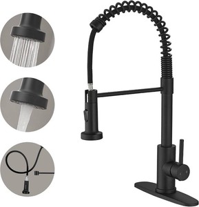 $38 VOTON Black Kitchen Faucet with Pull Down Sprayer Pull Out Kitchen Sink Faucet Stainless Steel Commercial Spring Farmhouse faucets for Kichen Sink Camper Laundry Utility Rv Bar Sink Faucet