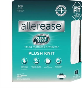 $20 AllerEase CleanBoost Waterproof Fitted Mattress Protector, Twin