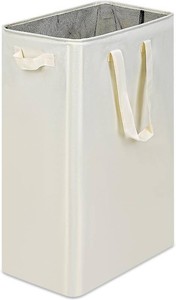 $22 efluky Slim Laundry Basket, Narrow Laundry Hamper with Handles, Collapsible Dirty Clothes Hamper, Tall Laundry Bin for Laundry Room, Dorm and Bedroom, 19.8 Gallon (75L) Beige