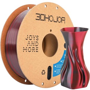 3DHoJor Silk PLA Filament 1.75mm Black Red Dual Color PLA 3D Printer Filament 2 in 1 Coextrusion 1KG Spool(2.2lbs) 3D Printing Filament Dimensional Accuracy - 0.03mm