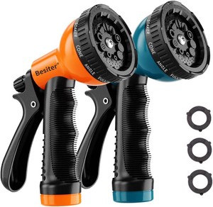Besiter Garden Hose Nozzle Sprayer 2 Pack 10 Watering Patterns Spray Nozzles Heavy Duty Hose Head Hose Attachment