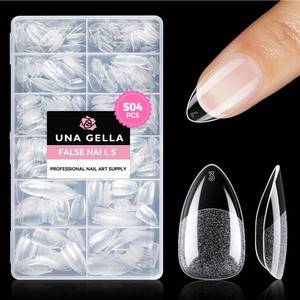 UNA GELLA Short Almond Nail Tips 504PCS Short Fake Nails Soft Press Ons