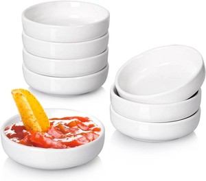 $20 DELLING 3.5 oz Dipping Bowls Set of 8, Porcelain Sauce Cups - Charcuterie Cups for Condiment, Soy Sauce, Ketchup - Microwave & Dishwasher Safe Small Bowls, White