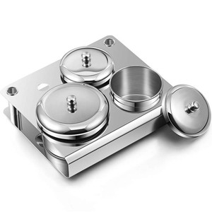3 Pcs Stainless Steel Nail Art Dappen Dish with Lids