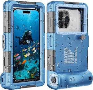 $34 2026Underwater Snorkeling Diving Phone Case for iPhone 1716151413Pro Max Galaxy S25 S24S23S22.50ft15m Professional Scuba Dive Waterproof Case Underwater Photo Video Cove Blue
