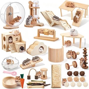 $65 45 Pcs Hamster Cage Accessories 9.5 Hamster Wheel Chew Toys Set
