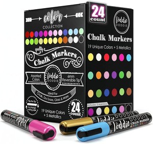 $26 Loddie Doddie Chalk Markers, Liquid Chalk Pens, Reversible Tips, 24 Pack