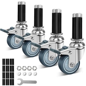 $36 3 Inch Expanding Stem Caster Wheels with Locking Brake Set of 4
