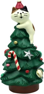 RAQWI Mini Cat Christmas Tree, 3.3 in Resin Tabletop Holiday Decor