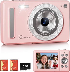 $49 Digital Camera, FHD 1080P Point and Shoot Camera, 32GB SD Card, 2 Batteries