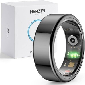 $60 Herz P1 Smart Ring for Women & Men - (Size 9) 247 Health Metrics Fitness Ring, Tracks 20 Biometrics, 6 Day Battery Life, Waterproof Stainless Steel, Free APP for iOS Android, No Subscription