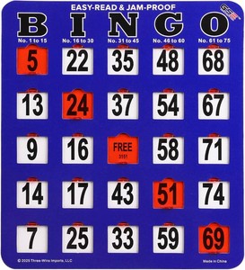 $55 GSE Jumbo Easy-Read Shutter Slide Bingo Cards Bulk, 25-Pack Reusable Cards