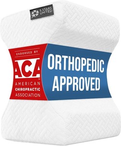 $26 5 STARS UNITED Knee Pillow for Side Sleepers - Hip Pain Relief, Memory Foam Leg Cushion for Side Sleeping - Between Legs Pillow for Sciatica & Lower Back Pain, White