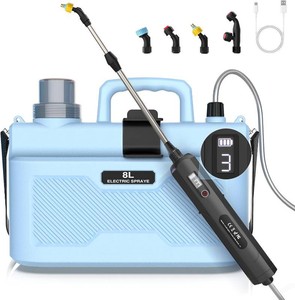 $47 Battery Powered Sprayer 2 Gallon, Electric Weed Sprayer with Battery Indicator, 3 Adjustable Spray Pressure, Telescopic Wand with 4 Mist Nozzles, Rechargeable Handle for Garden, Lawn, Yard
