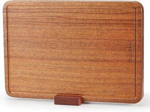 $36 Solid Teak Wood Cutting Board One Piece Non Glued Thick Crack Resistant Wooden Chopping Board with DeepJuice Grooves Built in Handles for Kitchen Meat Vegetables Chese 14 X 9.5 Inch