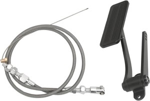 $42 Universal Aluminum Throttle Pedal Includes Stainless Steel Braided 36 Throttle Cable Kit Compatible with GM Chevy Fit for Ford Mopar Street Rod Gas Pedal with 36 in Throttle Cable Kit