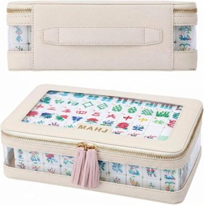 $39 Mahjong Tile Storage Bag with Zipper Transparent Top Mahjong Tile Carrying Case 10 6 3.5 Inch Summer Theme Zippered Storage Bag for Standard(White,Colorful)
