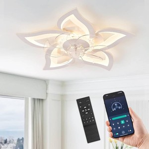 $60 LEDIARY Flower Fandalier Ceiling Fan with Light, Modern Low Profile Small