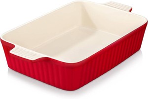$36 MALACASA 4.4 QT Ceramic Casserole Dishes for Oven, 9x13 Baking Dishes, Red