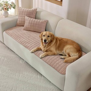 $27 Fuzzy Pet Couch Cover for Dogs, Non Slip, 27.6 x 59, Champagne