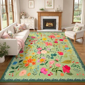 ISEAU Green Rug for Bedroom 4x6 Area Rugs for Kids Room Dorm Rug, Non Slip