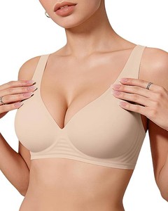 $28 OEAK Womens Jelly Bras Wireless Deep V Bralette Comfy Push Up Tshirt Bras Size 2 Extra Large