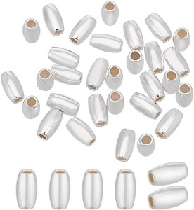 $24 BENECREAT 30pcs Oval Rice Spacer Beads 925 Sterling Silver 5.5mm Small Seamless Oval Rice Spacer Beads Bright Metal Bead for DIY Bracelet Necklace Jewelry Making Accessories