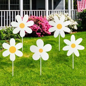 $33 5 Pcs Daisy Yard Decorations Outdoor Metal Summer Daisy Yard Signs with Stakes Groovy Boho Flower Decorative Lawn Signs for Indoor Outdoor Garden Pathway Walkway Summer Holiday Party Decor