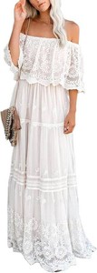 $65 Cercis Women Lace Maxi Wedding Dress Boho Wedding Guest Formal Long Dress Size Extra Large