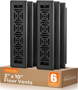 $48 Floor Register 2x10, 6 Pack Black Floor Vent Covers, Heavy Duty Steel Walkable Floor Vents, Vent Covers for Home Floor