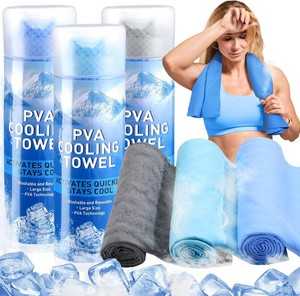 $22 3 Packs PVA Cooling Towel Reusable Instant Cooling, Blue, Light Blue, Gray
