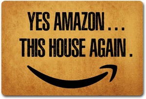 $20 Funny Welcome Doormats for Entryway Front Porch RugsYes Amazon This House Again Doormat for Front Door Indoor Personalized House Warming Gift Mats with Anti-Slip Rubber Back Novelty Mat(23.7X15.9 in)