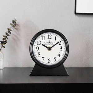$20 Vintage Desk Clock Battery Operated Silent Black 4.7x5.5in