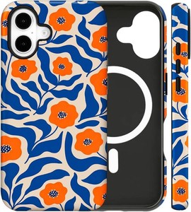 Magnetic for iPhone 17 Case Cute Flower Phone Case, Retro Orange
