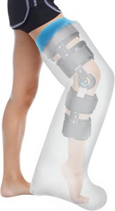 $24 Waterproof Extra Wide Full Leg Cast Cover for Shower Adults, Extra Large Full Leg Shower Cover, Watertight Silicone Foot Protector for Plus Size Adults Surgery Shower Boot