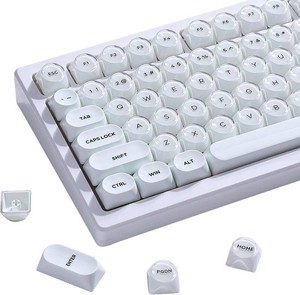 $20 PBT Keycaps, MOA Profile White Jelly Keycaps, 129 Keys Cute Custom Key caps for MX Switches Mechanical Keyboard, Compatible with 60%, 65%, 75%, 96%, Full-Sized Layout