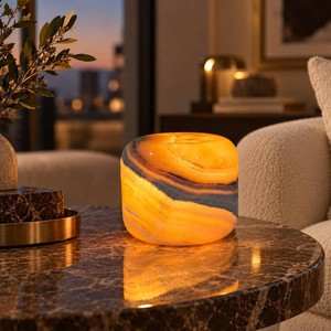 $56 Marmor Marble Lamp Table Lamp Unique Stone Touch Lamp Pat Lamp Type-C 3 Way Bedside Lamp Ambient Light Bedroom Stands Night Light Decorative LED Warm Portable Lamp Rechargeable (Amber Jade)