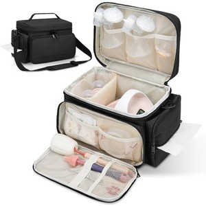 $33 Breast Pump Bag Fit for Spectra S1 and S2, Pumping Bag with Waterproof Mat for Pump Accessories, Portable Pump Carrying Case for Work, Travel and Family Use, Black